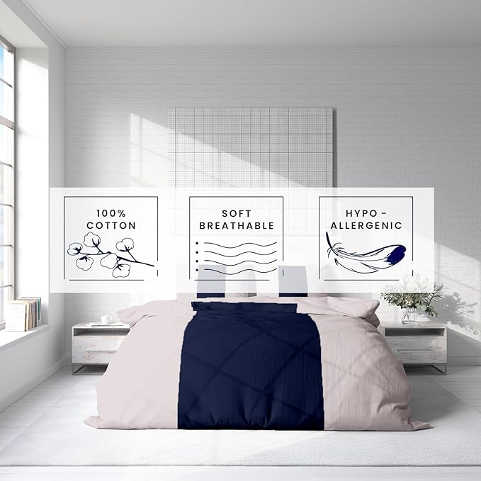 Kotton Culture 120"x98" 1 Pc Oversized King Duvet Cover Only 100% Egyptian Cotton - 600 TC Comforter Cover, Zipper Closure & Corner Ties - Fits Large King Inserts (Oversized King, Dashing Blue)