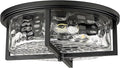 Large Industrial Flush Mount Ceiling Light, 3-Light Modern Close to Ceiling Lights, Hammered Kitchen Ceiling Light for Hallway, Kitchen, Bathroom, Dining Room (Black, 16" D)