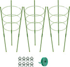 KLS 3 Pack Tomato Cage for Pots Plant Support, Upgrade 36 Inches Tomato Cages for Garden, Pepper Cage Trellis Kit with Plant Tie and Clips (36")