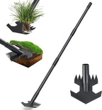 Garden Hoe,2 in 1 Heavy Duty Scuffle Weeding Hoe Garden Tool with Shaped Edge, 45 inch Long Handle, Hand Weeding Rake Action Hoe for Weeding Gardening Grass Weed Moss Removal