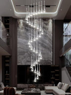 150in High Ceiling Chandelier for Foyer Entrance 36-Light Crystal Silver Chandelier Light Fixture Large Ceiling Light for Living Room Staircase Hallway Dining Room