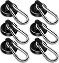 DIYMAG Magnetic Hooks, 70LBS Heavy Duty Neodymium Magnetic Hooks with Swivel Carabiner Hook,Great for Your Refrigerator and Other Magnetic Surfaces, Pack of 6