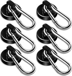 DIYMAG Magnetic Hooks, 70LBS Heavy Duty Neodymium Magnetic Hooks with Swivel Carabiner Hook,Great for Your Refrigerator and Other Magnetic Surfaces, Pack of 6