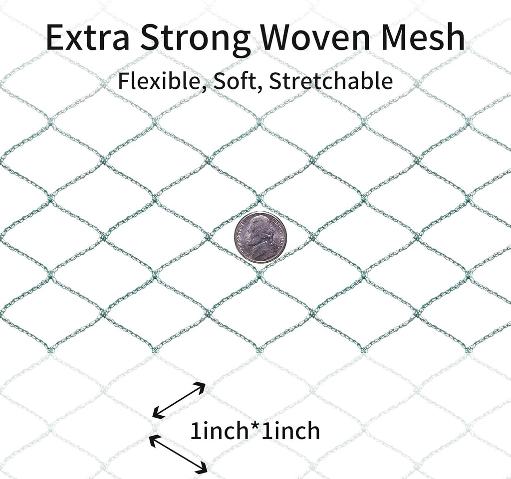 Bird Netting 50'x50' with 1" Square Mesh Bird Net Garden Netting for Chicken Coop, Aviary, Deer Fence, Chicken Netting Fruit Tree Netting