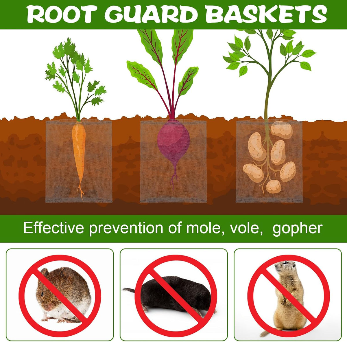 50 Pcs 1 Gallon Gopher and Vole Wire Mesh Basket Bulk Stainless Steel Plant Root Protector Gopher Cages for Garden Planting Underground Plant Protection