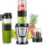 Personal Blender, Electric Shake Bottle with 2 x 20oz Travel Bottle and Coffee/Spices Jar, Portable Shaker Cups for Protein Shakes, 500W Single Serve Blender for Shakes and Smoothies, Sports(Black)