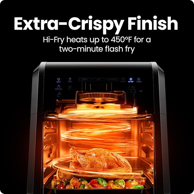 Chefman 12-Quart 6-in-1 Air Fryer Oven with Digital Timer, Touchscreen, and 12 Presets - Family Size Countertop Convection Oven, Dishwasher-Safe Parts