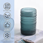 Hobnail Drinking Glasses Set of 6, Vintage Colored Glassware 14.5oz, Tall Beverage Glass Cups for Water, Juice, Cocktail (Blue)