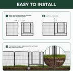 FXW Garden Fence Outdoor for The Yard – 40in(H) x 9.1ft(L) Heavy Duty Metal Animal Barrier for Dog and Rabbit, Decorative Dog Fence, 4 Panels, Black