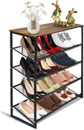 Garden 4 you 5-Tier Tilting Adjustable Freestanding Shoe Rack 12-Pairs for Durability and Stability for Entryways, Hallways, Closets, Dormitory Rooms, and Industries，Brown