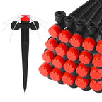 Push-to-Fit Drip Irrigation Emitters for 1/4" Drip Irrigation Tubing, 20 Pcs Adjustable 360 Degree Water Flow Drippers Sprayer on Stake 360° Full Circle Multi-Stream Irrigation In-line Dripper