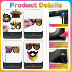 2026 New Year Photo Booth Inflatable Frame Kit, 30Pcs Colorful Neon New Years Photo Booth Props with Inflatable Picture Frame for New Year Eve Party Selfie Props Supplies