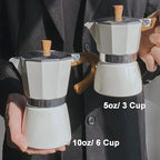 MORDEN MS Moka Pot - Stovetop Espresso Maker 3 Cup/5 OZ Italian Coffee Maker Camping Coffee Pot Manual Cuban Coffee Percolator for Cappuccino or Latte - White