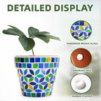 VOREEN 4.2 Inch Mosaic Terracotta Plant Pot, Handmade Flower Pots with Drainage, Handmade Indoor/Outdoor Decorative Planter for Succulents, Home & Garden Decor, Gift for Mom Wife Friend