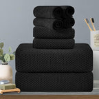 8-Piece Black Bath Towels Set,2 Oversized Large Bath Towels Sheet,2 Hand Towels and 4 Washcloths - 600 GSM Soft Luxury Towel Set,Highly Absorbent Quick Dry Towel Collection for Bathroom,Hotel and Spa