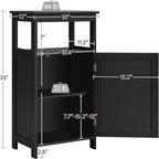 Yaheetech 4-Tier Bathroom Floor Storage Cabinet, Bathroom Free Standing Storage Organizer with Single Door and Adjustable Shelf, Narrow Side Cabinet for Living Room, Kitchen, Hallway, Black