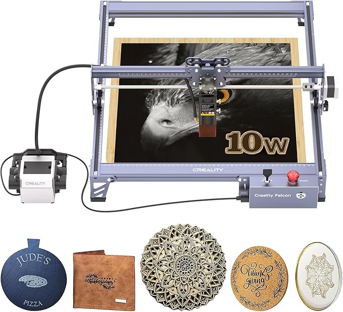 Creality 72000mW Output Power Laser Engraver, Falcon Pro 10W with Air Assist Laser Engraving Machine, CNC Machine Laser Engraver for Wood and Metal, Paper, Acrylic, Leather