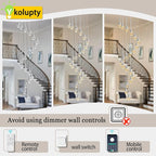 H138 Modern Chandelier for High Ceiling 26-Lights Chrome Raindrop Chandeliers Crystal Pendant Light Fixture Large Chandelier for Staircase Foyer Villa Dimmable LED Hanging Light