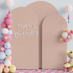 Fomcet Wedding Arch Cover 7.2FT, 6.6FT, 6FT Nude Spandex Fitted Fabric Arch Backdrop Cover Set of 3 Round Top Chiara Arched Backdrop Stands Covers for Wedding Ceremony Birthday Party Baby Shower