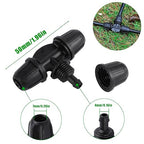 Drip Irrigation Emitters for 1/4" Drip Tubing,Adjustable 360 Degree Automatic Irrigation Drippers on 5.5" Arrow Stake,with1/4 Locked Tee for Watering System(10Pcs Drippers and 10Pcs Tee)