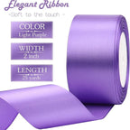 Light Purple Solid Satin Ribbon 2 Inch 25 Yards Solid Polyester Fabric Ribbon for Gift Wrapping Wedding Christmas Baby Shower Birthday Party Decoration Handmade Immortal Flower Craft