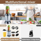 Panana Smoothie Blender 850W Portable Personal Blender and Grinder Combo Shakes and Smoothies 2 * 20Oz To-Go Cups & Lids, Personal Blenders for Juice, Frozen Drinks, Sauces
