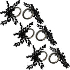 Napkin Rings Set of 12 for Dining Table Decoration Parties Everyday Metal Napkin Holder Leaf Black (Pack of 12)
