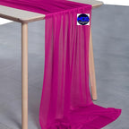 MDS Halloween Chiffon Table Runner - 15 Pack, 29 x 170 Inches, 14ft Each - Sheer Spooky Table Runners for Haunted House Parties, Trick-or-Treat Tables, Witchy Décor, Wedding & Events - Magenta