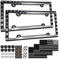 American Flag License Plate Frame Patriotic USA Flag Car Tag Cover, Rust Rattle Proof Plastic Holder with Mounting Hardware Kit,