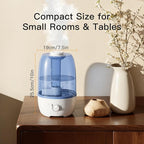 MEGAWISE Humidifier for Kid bedroom with 3.2L Large Capacity, No leakage Design Fine Mist Output Auto Shutoff, Essential Oil Safe Tank (White)