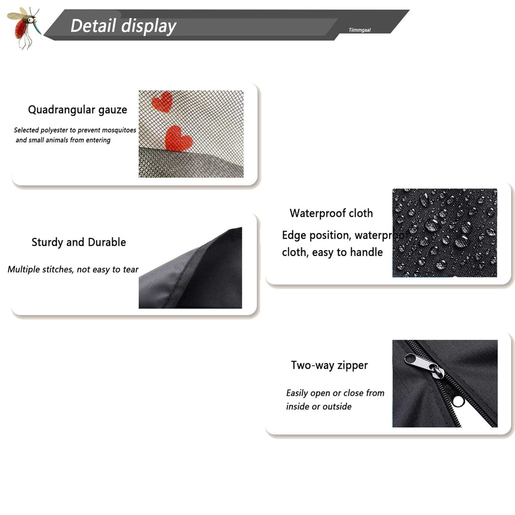 10x10 Mosquito Netting for Patio Canopy Tent/Pop Up Canopy Tent,Double Door Side Screen Easy Installation Black（Only Mosquito Net No Frame） (Around 10x10FT)