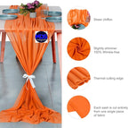 MDS 15 Pack 10ft Chiffon Table Runner 29 x 120 Inches Sheer Wedding Runner Romantic Rustic Table Runner for Wedding Decorations, Birthday Parties, Bridal Shower Party Arch Decor - Orange
