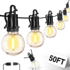 ZJOJO 50FT Outdoor String Lights, G40 Globe Outdoor Lights with 25 Shatterproof LED Bulbs 2700K,IP65 Waterproof Patio Light