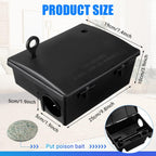 Qualirey 2 Pack Rat Bait Stations Large Rodent with Key Reusable Mouse Stations Mice Blocks Heavy Duty Boxes for Outdoor Rodents Mice Blocks, Bait Not Included, Black (9.8 x 7.5 x 3.9 Inches)