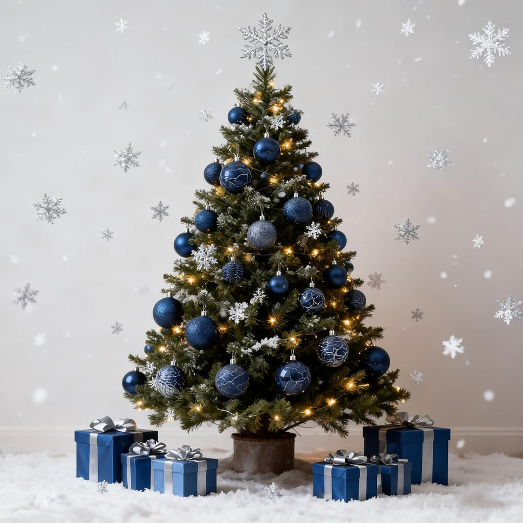LANGXUN 36pcs Midnight Blue Christmas Tree Decorations Balls, Bolas De Navidad, 2025 Christmas Decor, Indoor Outdoor Shatterproof Christmas Ornaments, Xmars Party Wedding Suppiles