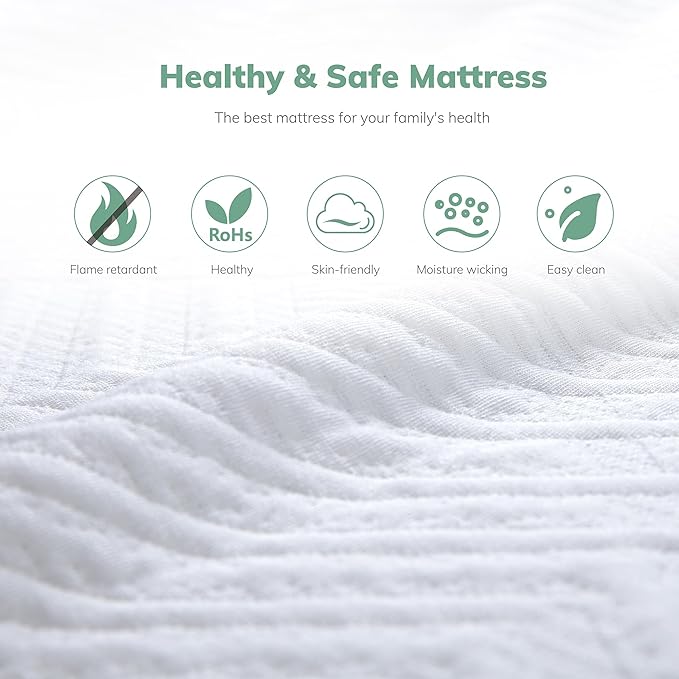 EGO 8 Inch Full Memory Foam Mattress - Green Tea & Cooling Gel, Medium Firm, CertiPUR-US Certified, Double Mattress, 54"x75", White