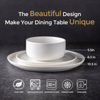 LERATIO Stoneware Dinnerware Sets for 4,Handcarft Ceramic Plates and Bowls Sets,Chip and Scratch Resistant Dishes, Dishwasher & Microwave Safe, Oven safe,Reactive Glaze-White