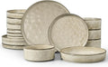 LIANYU Dinnerware with Pasta Bowls Set for 4, 16 Piece Stoneware Dish Ding Ware, Dinner Tableware Sets Includes Dinner Salad Plates, Cereal Salad Bowls, Chip & Scratch Resistant, Sandy Beige
