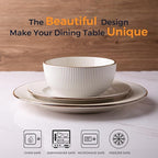 GBHOME Ceramic Dinnerware Sets,12 pcs Embossed Elegant Stoneware Plates and Bowls Sets, Housewarming Wedding Gift | Dishwasher & Microwave Safe | Dishes Set Service for 4