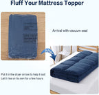SOPAT Mattress Topper Twin Size Extra Thick Mattress Pad 8-21" Deep Pocket Soft Down Alternative Fill Mattress Protector Pillow Top Mattress Cover (39x75 Inches, Navy Blue)