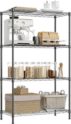 IZEUK 4-Tier Heavy Duty Steel Storage Shelves, Metal Shelf Wire Shelving Rack for Pantry, Kitchen, Garage, or Office Organization (29.5" W x 13.7" D x 47.2" H, 1000LBS, Black)