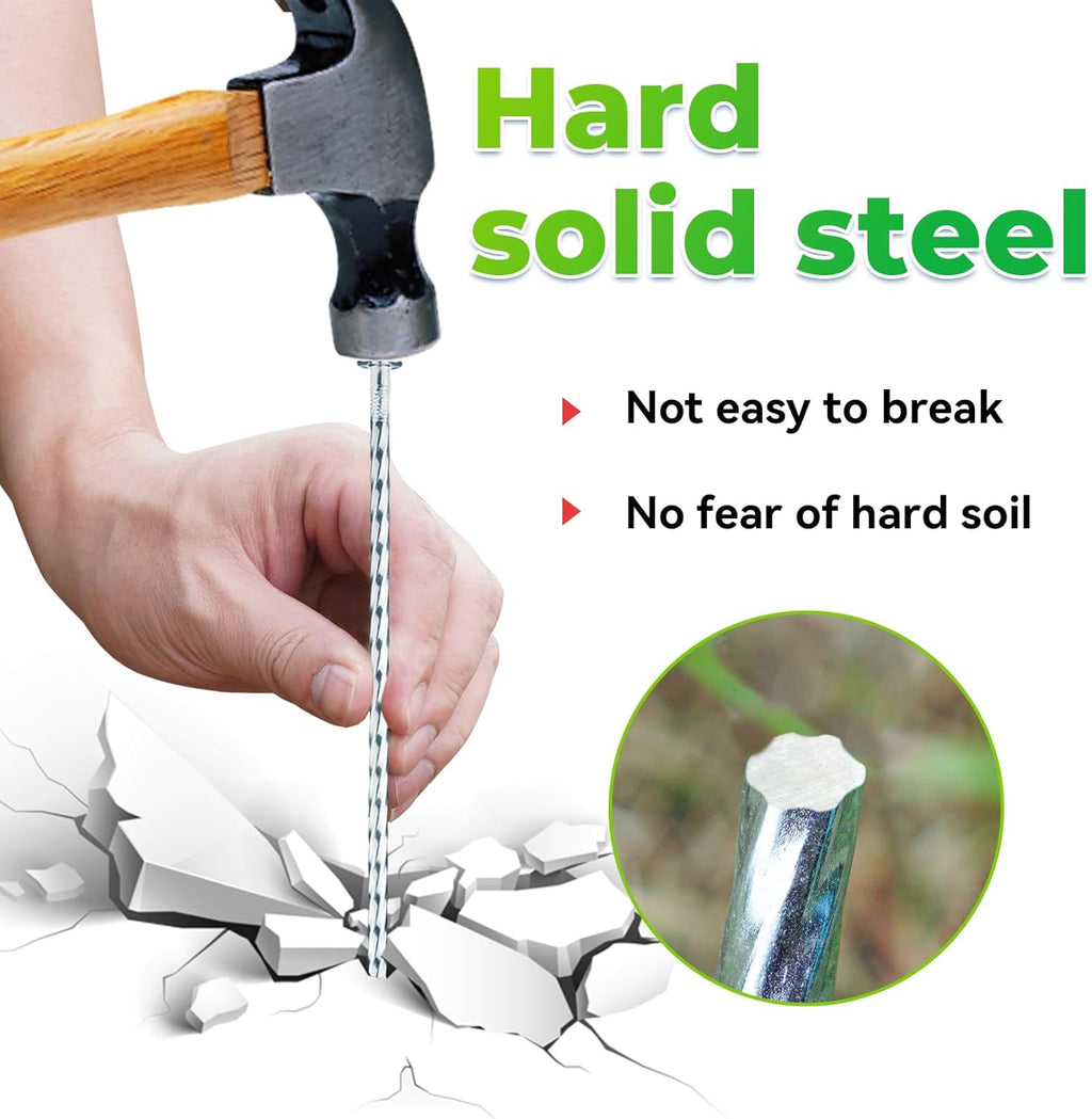 6.3-Inch Galvanized Heavy-Duty Landscape Stakes, (300-Pack) Spiral Metal Turf Spikes for Artificial Grass, Paver Edging, Weed Barrier, Securing Fences and More