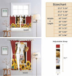 Cows Sunflowers Kitchen Curtains 45 Inch Length, Short Cafe Window Curtains Tab Top, Spring Floral Bees Farmhouse Barn Light Filtering Window Treatments Tier Drapes 27.5"x45" 2 Panel