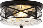 2-Light Flush Mount Ceiling Light Farmhouse Kitchen Island Ceiling Light with Bubble Glass Close to Ceiling Light Fixture for Living Room Bedroom Foyer Hallway