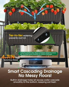 Olaiti 5-Tier Vertical Garden Bed Planter Boxes with Drainage System & Storage Space, Freestanding Vertical Garden Planter with 5 S-Hooks for Plants Vegetables Flowers Herbs in Garden Patio Yard