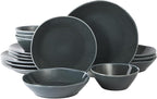 Bloomhouse Montecito Breeze 16 Piece (Service for 4) Double Plates and Bowls Stoneware Reactive Glaze Dinnerware Set - Laguna Dawn
