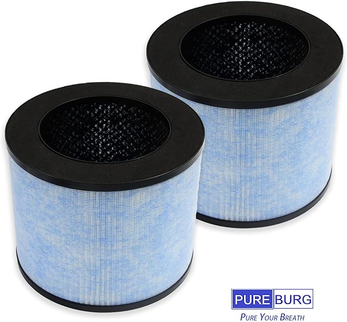 PUREBURG F100 Replacement Filter Compatible with Instant AP100 Air Purifier,2-Pack H13 HEPA 4-Stage Filtration Activated Carbon Air Clean Dust VOCs Odor