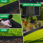 Hugeleaf Landscape Edging Kit 40 Feet with 48pcs Spikes, 4 Inches Garden Edging Flexible Landscape Lawn Border for Flower Beds Yard Pathway