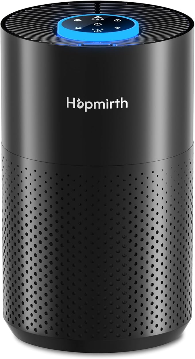 Upgraded Air Purifiers for Bedroom & Home with H14 True HEPA Filter, Covers Up to 1280ft², 360° Air Intake, Quiet Pet Air Purifier, Fragrance & Timer,Removes Smoke, Pet Dander & Pollen,Black