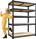 72" H Garage Shelving, 5 Tier Storage Shelves Load 2500 lbs, Adjustable Garage Shelves, Metal Shelving Unit for Warehouse, Basement, Pantry, 40" Wx 16" D x 72" H, Black
